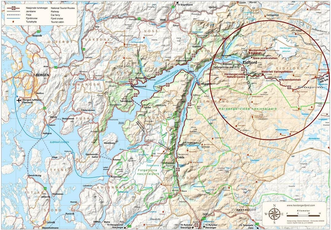 hardangerfjord ਨਾਰਵੇ ਨਕਸ਼ਾ