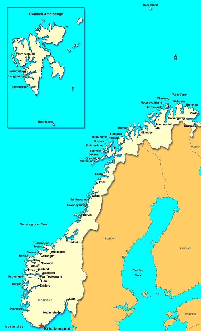 ਨਕਸ਼ਾ ਦੇ kristiansand ਨਾਰਵੇ