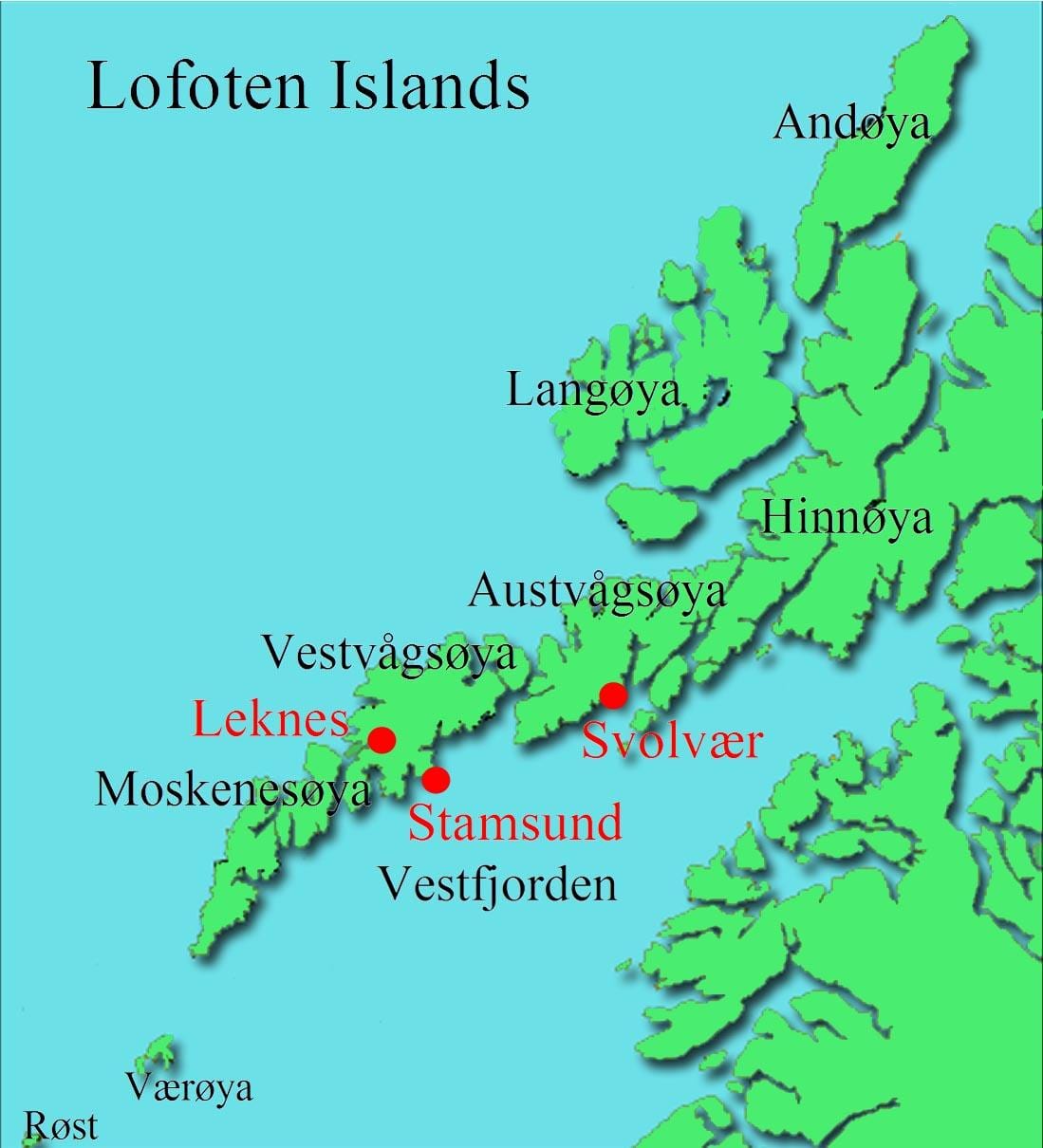 lofoten ਟਾਪੂ ਨਾਰਵੇ ਨਕਸ਼ਾ